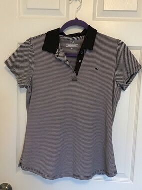Vineyard Vines Black and White Striped Polo Shirt